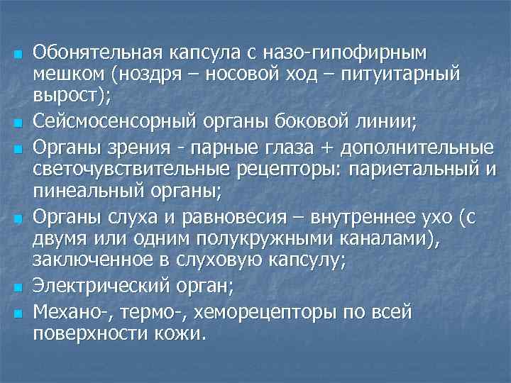 n n n Обонятельная капсула с назо-гипофирным мешком (ноздря – носовой ход – питуитарный