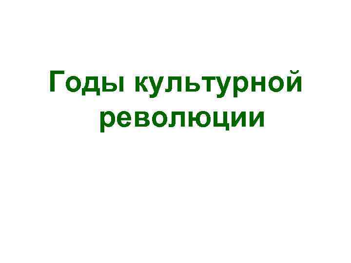  Годы культурной революции 