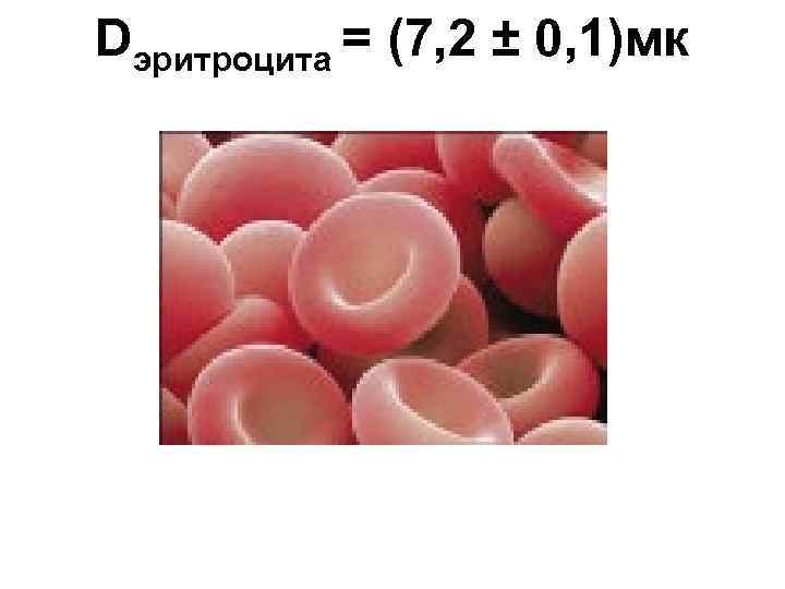 Dэритроцита = (7, 2 ± 0, 1)мк 