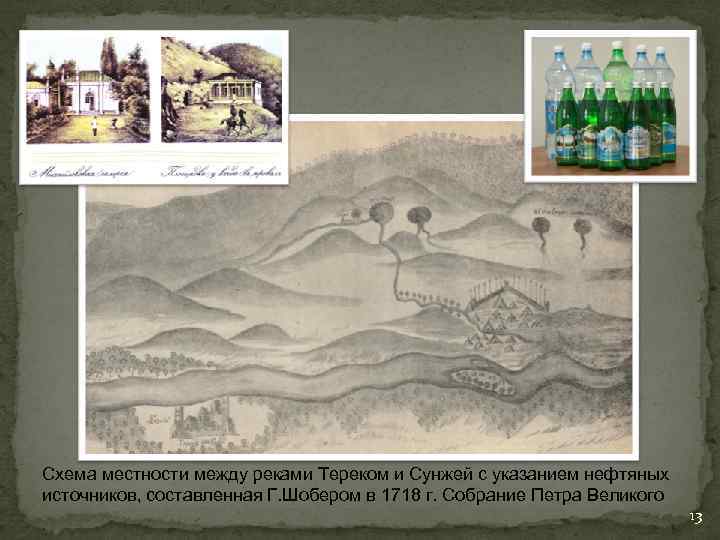 Схема местности между реками Тереком и Сунжей с указанием нефтяных источников, составленная Г. Шобером