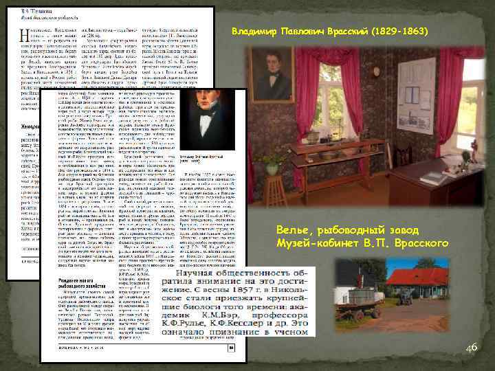 Владимир Павлович Врасский (1829 -1863) Велье, рыбоводный завод Музей-кабинет В. П. Врасского 46 