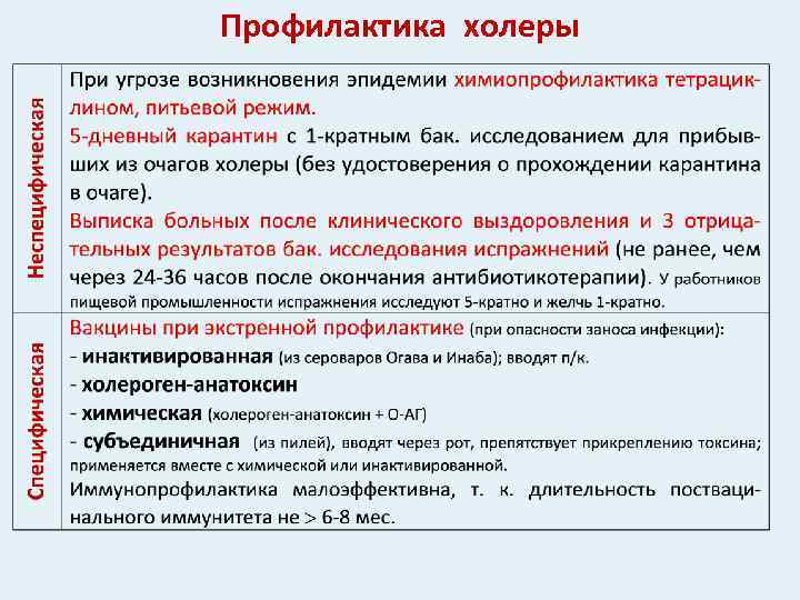 Профилактика холеры 
