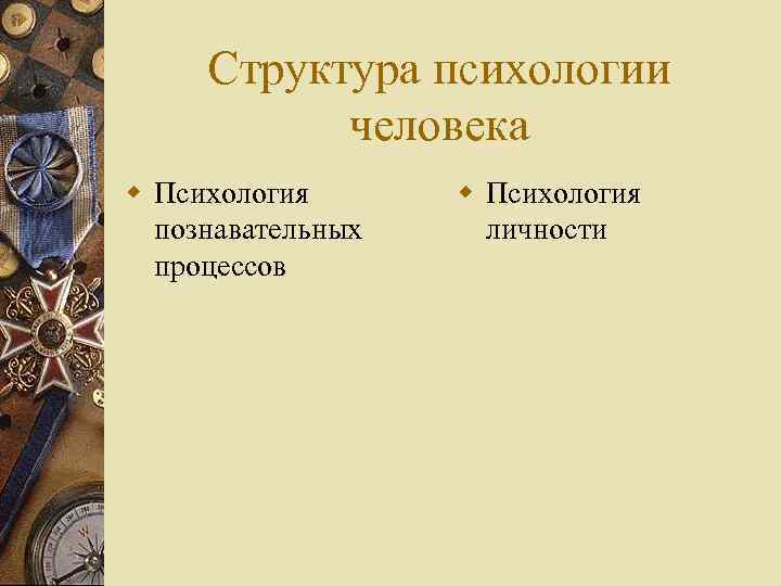 Структура психологии человека w Психология познавательных процессов w Психология личности 