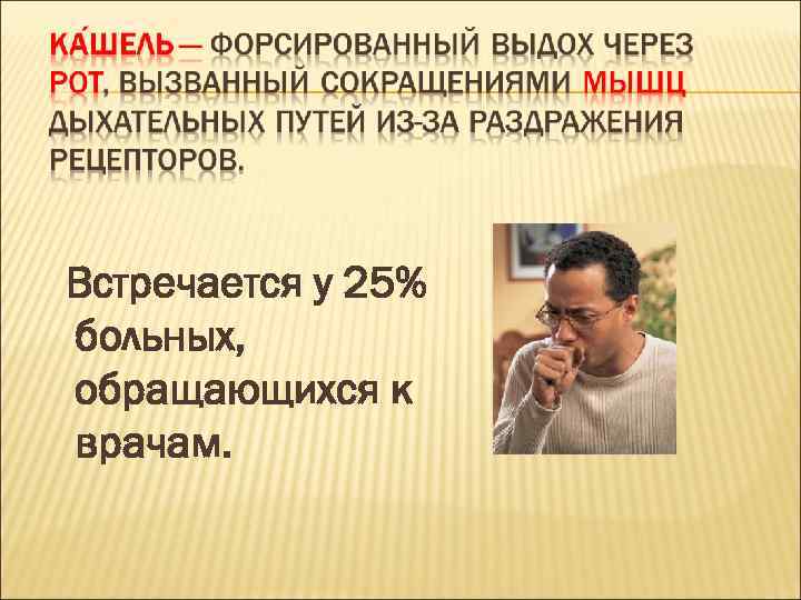 Встречается у 25% больных, обращающихся к врачам. 