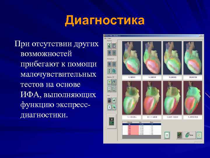 Диагностика При отсутствии других возможностей прибегают к помощи малочувствительных тестов на основе ИФА, выполняющих