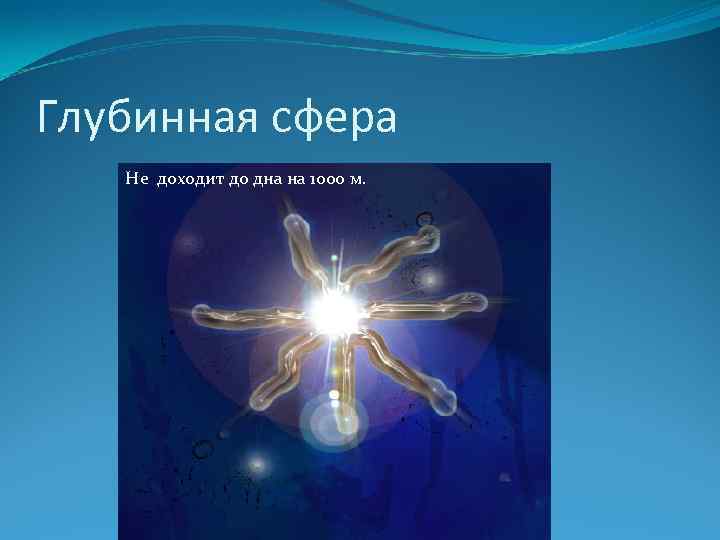 Глубинная сфера Не доходит до дна на 1000 м. 