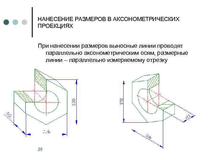 Изображение детали выполненное по правилам аксонометрических проекций от руки в глазомерном