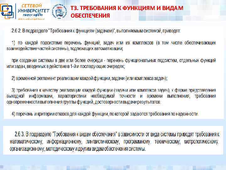 ТЗ. ТРЕБОВАНИЯ К ФУНКЦИЯМ И ВИДАМ ОБЕСПЕЧЕНИЯ 