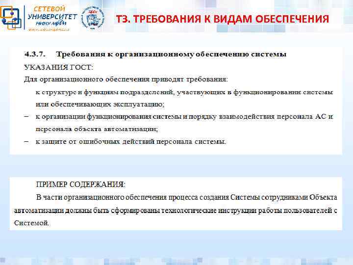 ТЗ. ТРЕБОВАНИЯ К ВИДАМ ОБЕСПЕЧЕНИЯ 