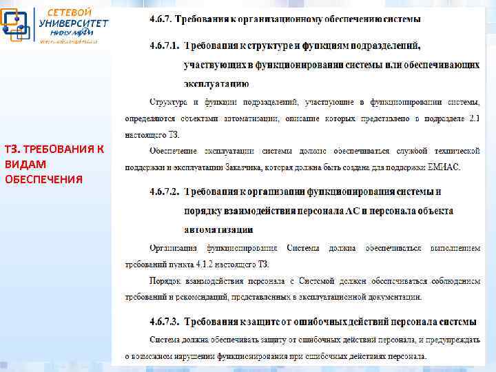 ТЗ. ТРЕБОВАНИЯ К ВИДАМ ОБЕСПЕЧЕНИЯ 