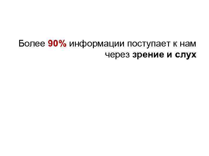 Более 90% информации поступает к нам через зрение и слух 