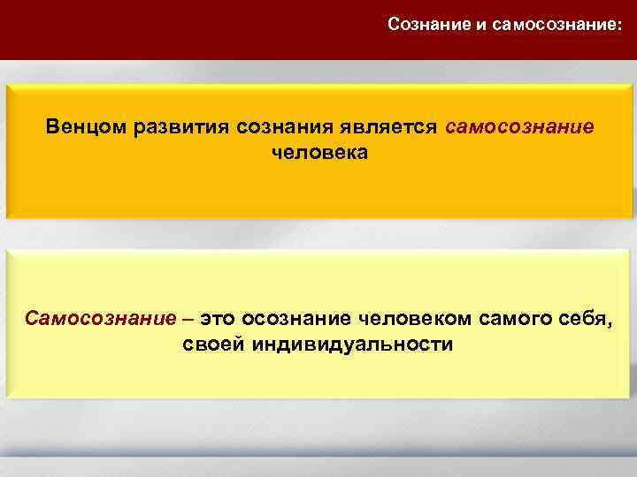 Сознание и самосознание: Венцом развития сознания является самосознание человека Самосознание – это осознание человеком