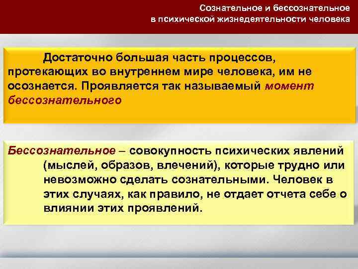 Бессознательной психической деятельности. Сознательное и бессознательное в психике человека. Бессознательное в психике человека форма проявления. Отличия сознательного и бессознательного. Роль бессознательного в жизни человека.