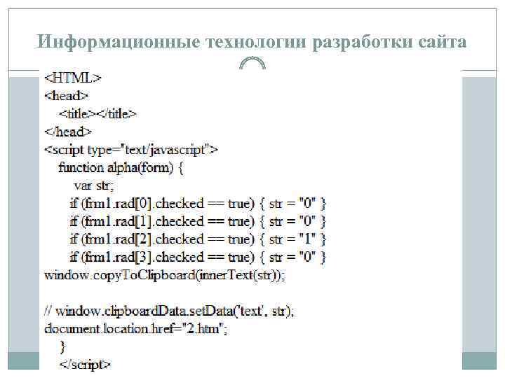 Информационные технологии разработки сайта 