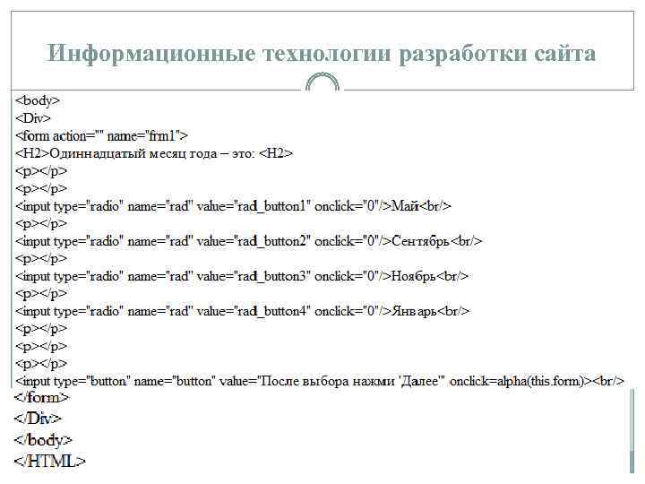 Информационные технологии разработки сайта 