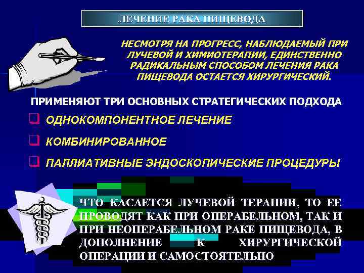 ЛЕЧЕНИЕ РАКА ПИЩЕВОДА НЕСМОТРЯ НА ПРОГРЕСС, НАБЛЮДАЕМЫЙ ПРИ ЛУЧЕВОЙ И ХИМИОТЕРАПИИ, ЕДИНСТВЕННО РАДИКАЛЬНЫМ СПОСОБОМ