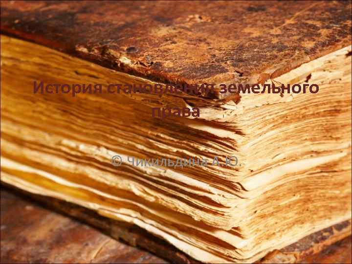 История становления земельного права © Чикильдина А. Ю. 
