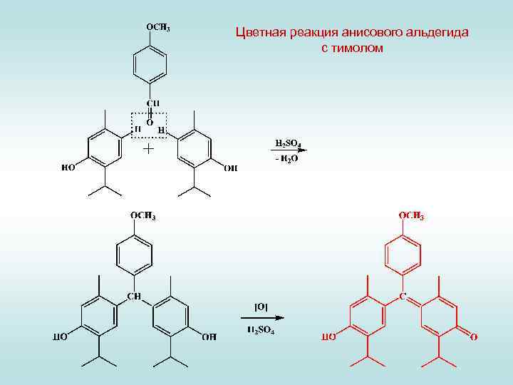 Цветная реакция анисового альдегида с тимолом 