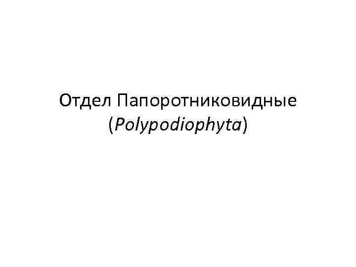 Отдел Папоротниковидные (Polypodiophyta) 