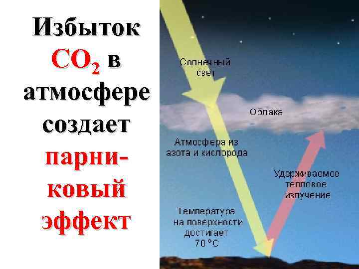 Избыток CO 2 в атмосфере создает парниковый эффект 