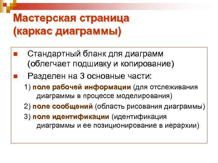 Мастерская страница (каркас диаграммы) n n Стандартный бланк для диаграмм (облегчает подшивку и копирование)