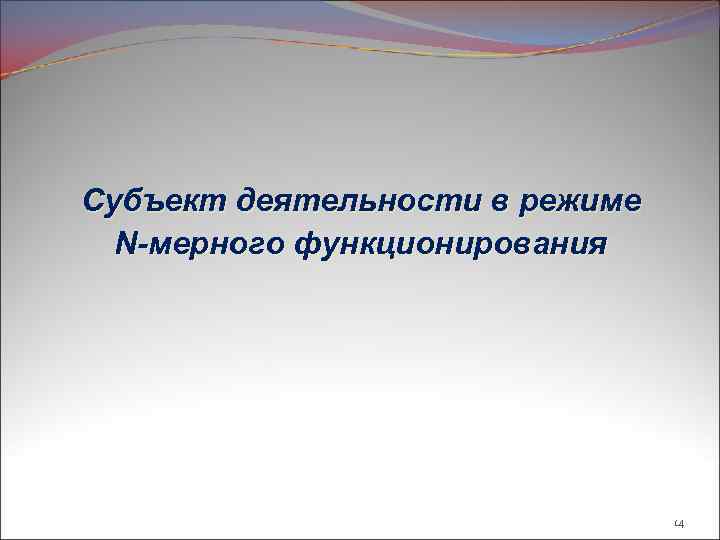 Субъект деятельности в режиме N-мерного функционирования 14 
