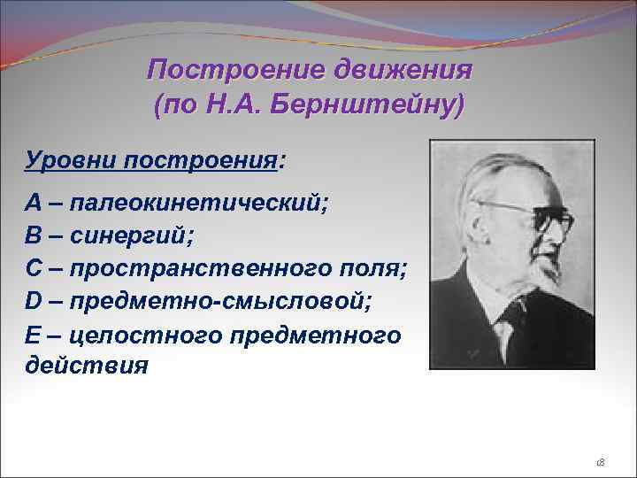 Н а бернштейн физиология движений и активность. Н.А. Бернштейн (1896-1966). Уровни построения движений по Бернштейну. Теория уровней построения движений н.а Бернштейна.