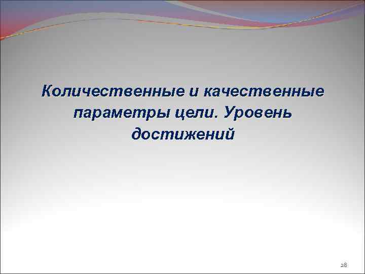 Количественные и качественные параметры цели. Уровень достижений 28 
