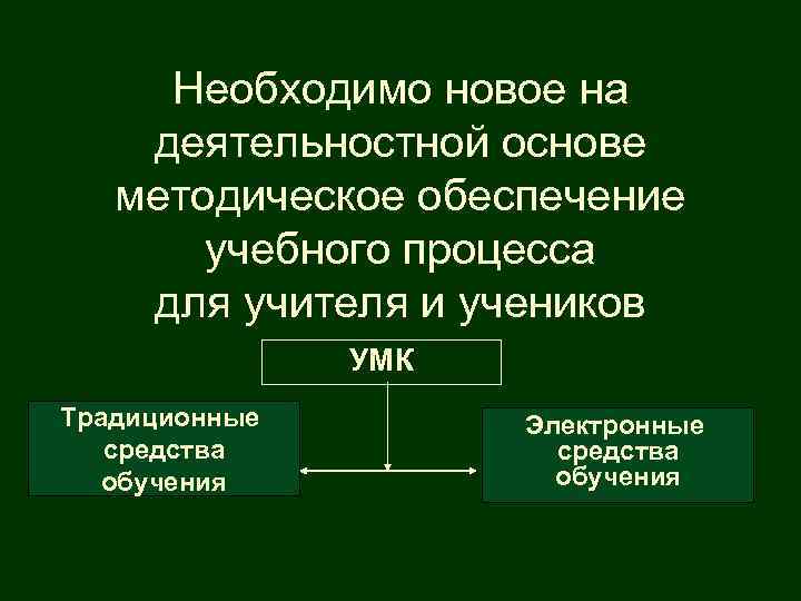  Необходимо новое на деятельностной основе методическое обеспечение учебного процесса для учителя и учеников