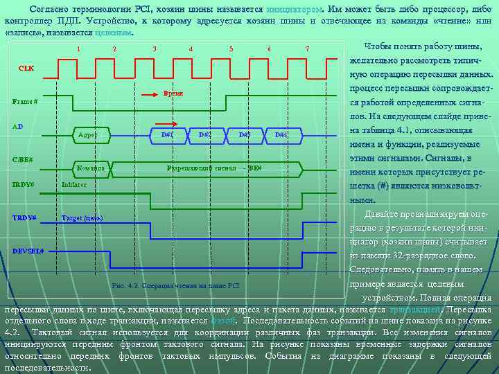 Согласно терминологии PCI, хозяин шины называется инициатором. Им может быть либо процессор, либо контроллер