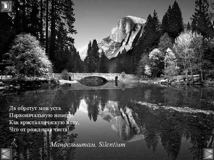 Да обретут мои уста Первоначальную немоту, Как кристаллическую ноту, Что от рождения чиста! Мандельштам.