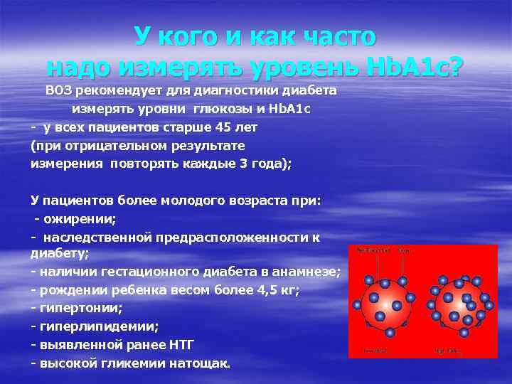 У кого и как часто надо измерять уровень Hb. A 1 c? ВОЗ рекомендует