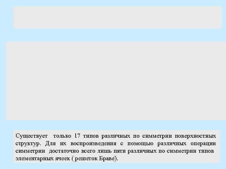 Существует только 17 типов различных по симметрии поверхностных структур. Для их воспроизведения с помощью