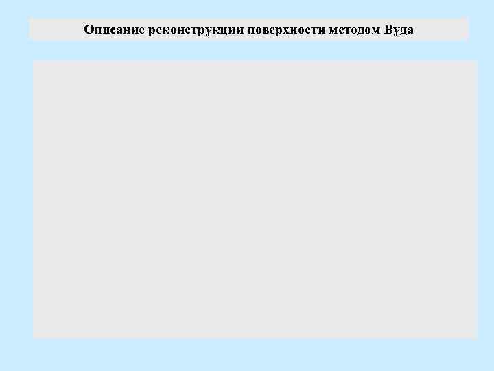 Описание реконструкции поверхности методом Вуда 