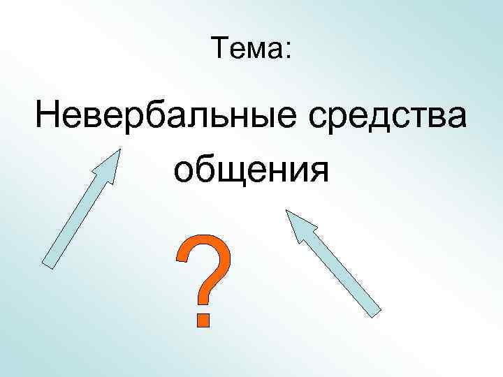 Тема: Невербальные средства общения 