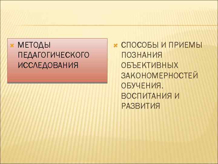  МЕТОДЫ ПЕДАГОГИЧЕСКОГО ИССЛЕДОВАНИЯ СПОСОБЫ И ПРИЕМЫ ПОЗНАНИЯ ОБЪЕКТИВНЫХ ЗАКОНОМЕРНОСТЕЙ ОБУЧЕНИЯ. ВОСПИТАНИЯ И РАЗВИТИЯ