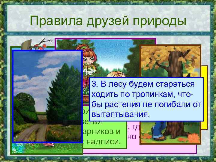 Правила друзей природы Я сорвал цветок – и он увял. Я поймал мотылька 1.