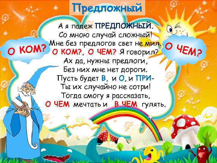 Предложный О А я падеж ПРЕДЛОЖНЫЙ. Со мною случай сложный! Мне без предлогов свет