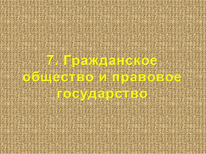 7. Гражданское общество и правовое государство 