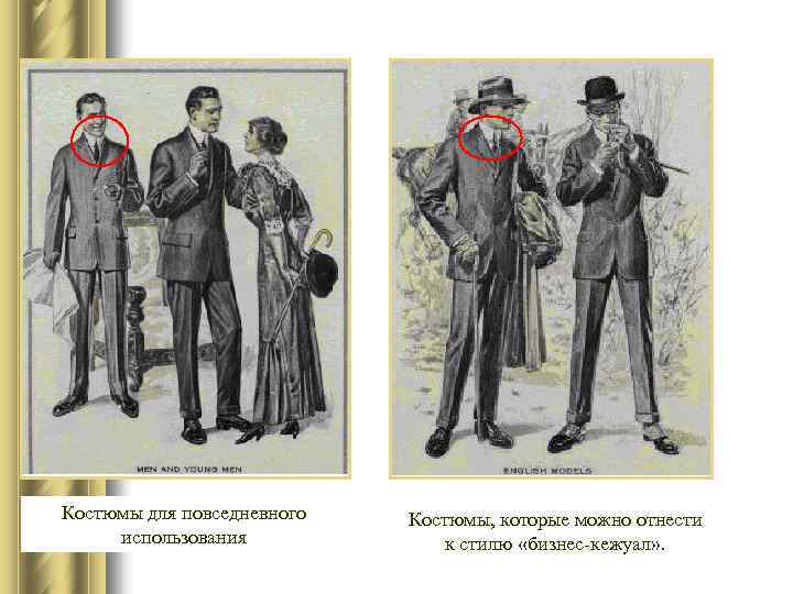 Костюмы для повседневного использования Костюмы, которые можно отнести к стилю «бизнес-кежуал» . 