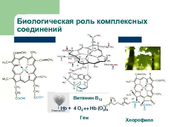 Соединения в организме. Комплексные соединения - биологически активные соединения. Биологическое значение комплексных соединений. Биологическая роль комплексных соединений, применение в медицине.. Витамин в12 комплексное соединение.