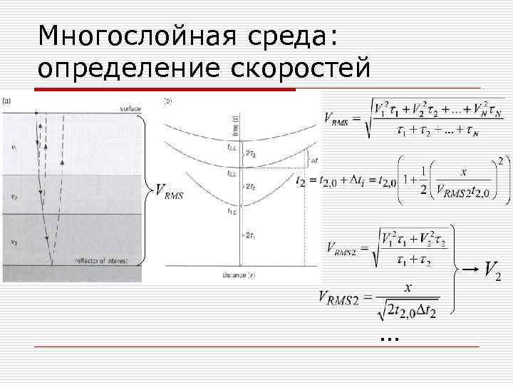 Многослойная среда: определение скоростей … 