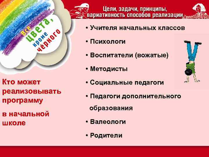  • Учителя начальных классов • Психологи • Воспитатели (вожатые) • Методисты Кто может