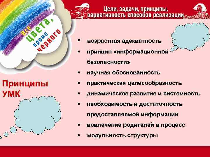 § возрастная адекватность § принцип «информационной безопасности» § Принципы УМК научная обоснованность § практическая