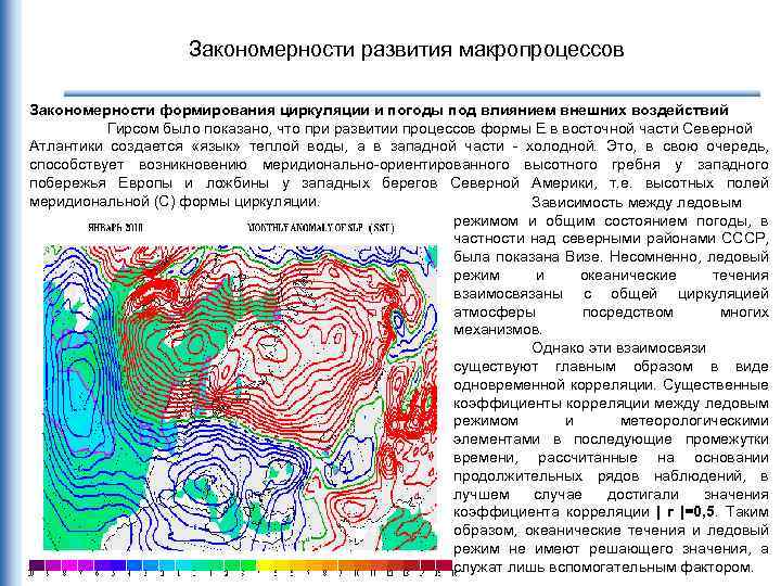 Закономерности течений. Закономерности погоды. Полушарная асимметрия и макропроцессы: циклический ритм и география.. Цифровую модель гидрометеорологического строения (ЦМГМ);. Ледовый режим.