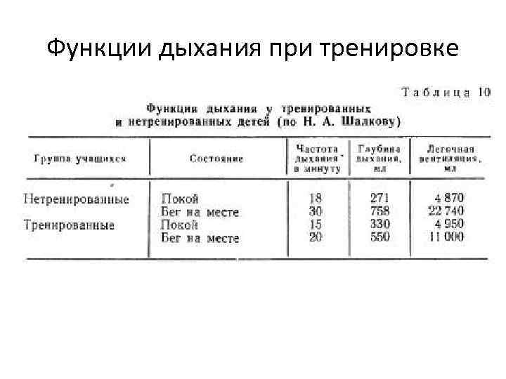 Функции дыхания при тренировке 