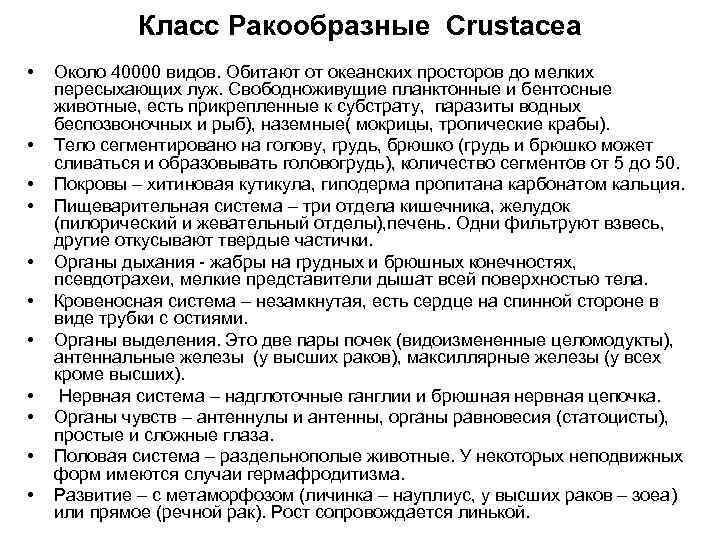 Класс Ракообразные Crustacea • • • Около 40000 видов. Обитают от океанских просторов до