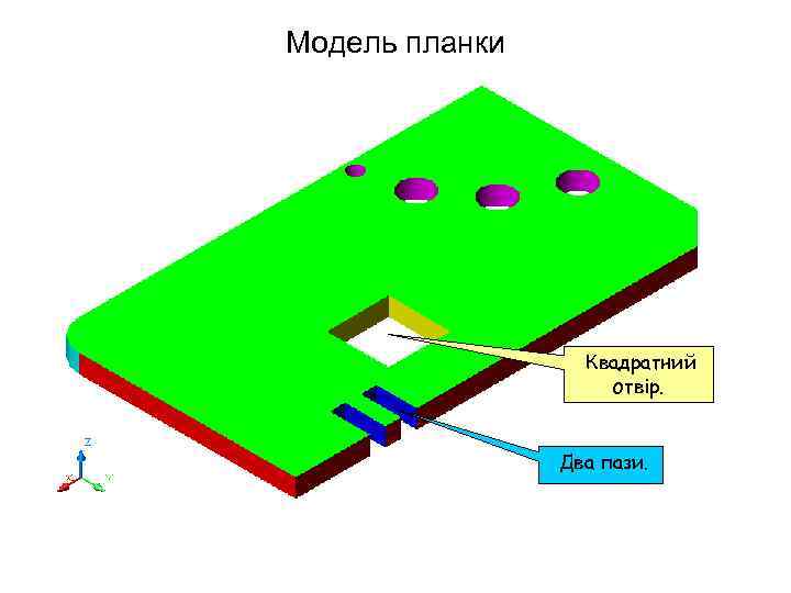 Модель планки Квадратний отвір. Два пази. 