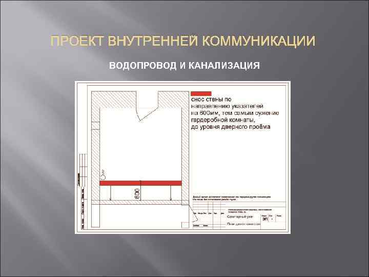 ПРОЕКТ ВНУТРЕННЕЙ КОММУНИКАЦИИ ВОДОПРОВОД И КАНАЛИЗАЦИЯ 