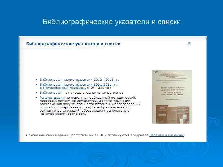Библиографические указатели и списки 